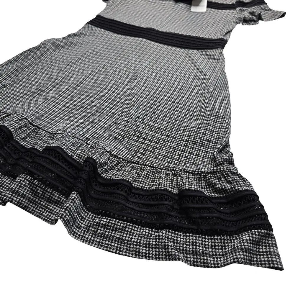 Michael Kors Dress Womens PM Black White Houndstooth Fit Flare NWT‎